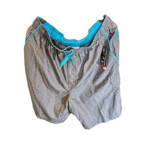 NWT Speedo TurboDRI Swim Trunks Shorts Heather Gray Blue XXL Volley 20" Beach